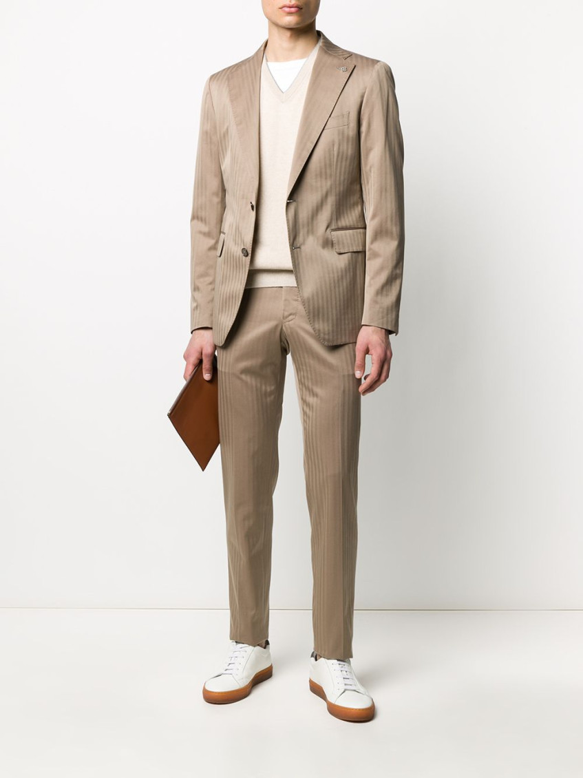 Beige Single-breasted two piece suit