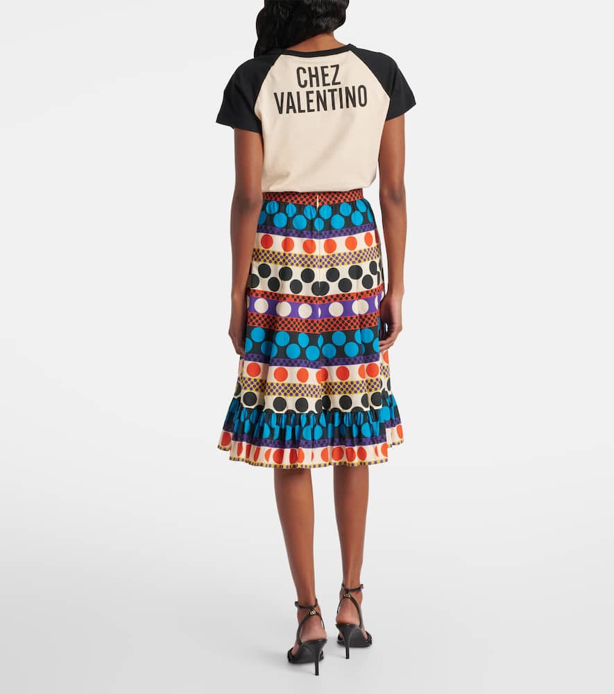 Printed cotton midi skirt