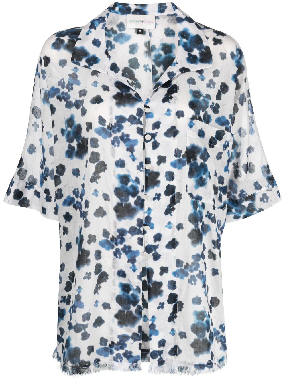Mare abstract-print cotton shirt - Blue