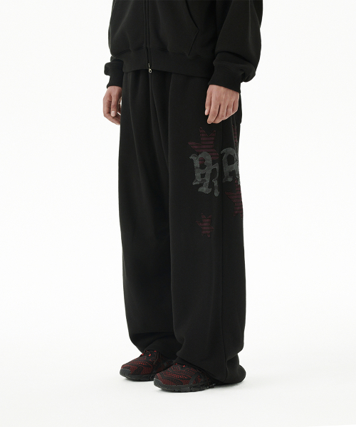 PRAY APPLIQUE SWEAT PANT BLACK