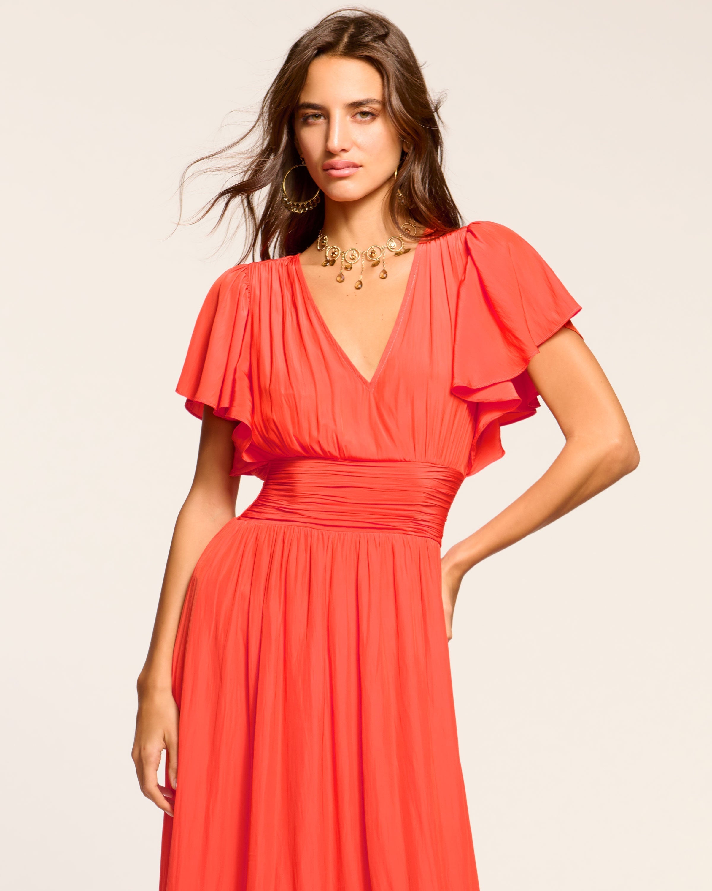 Joanie Short Sleeve Maxi Dress in Pink Petunia