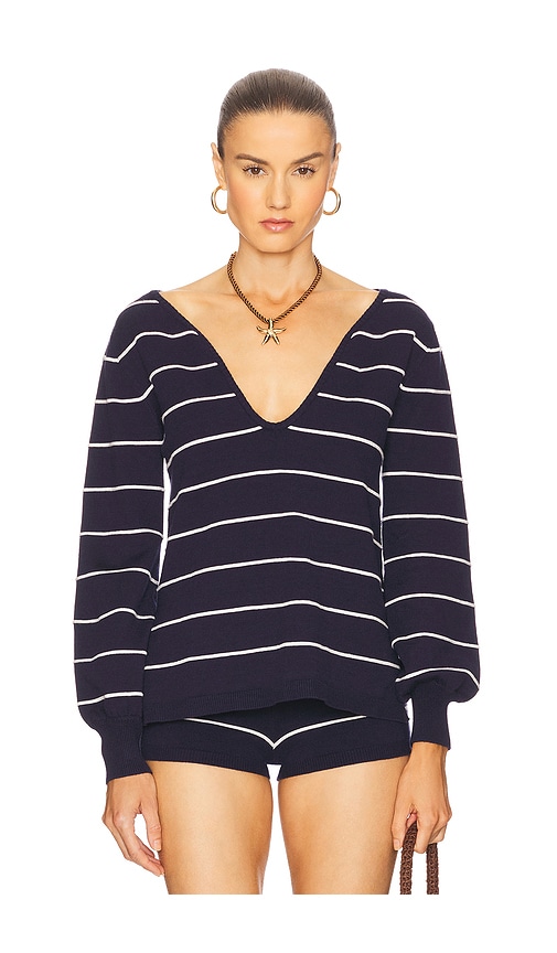 SEVEN WONDERS Eleonora Sleeved Top in Navy. S. Also in