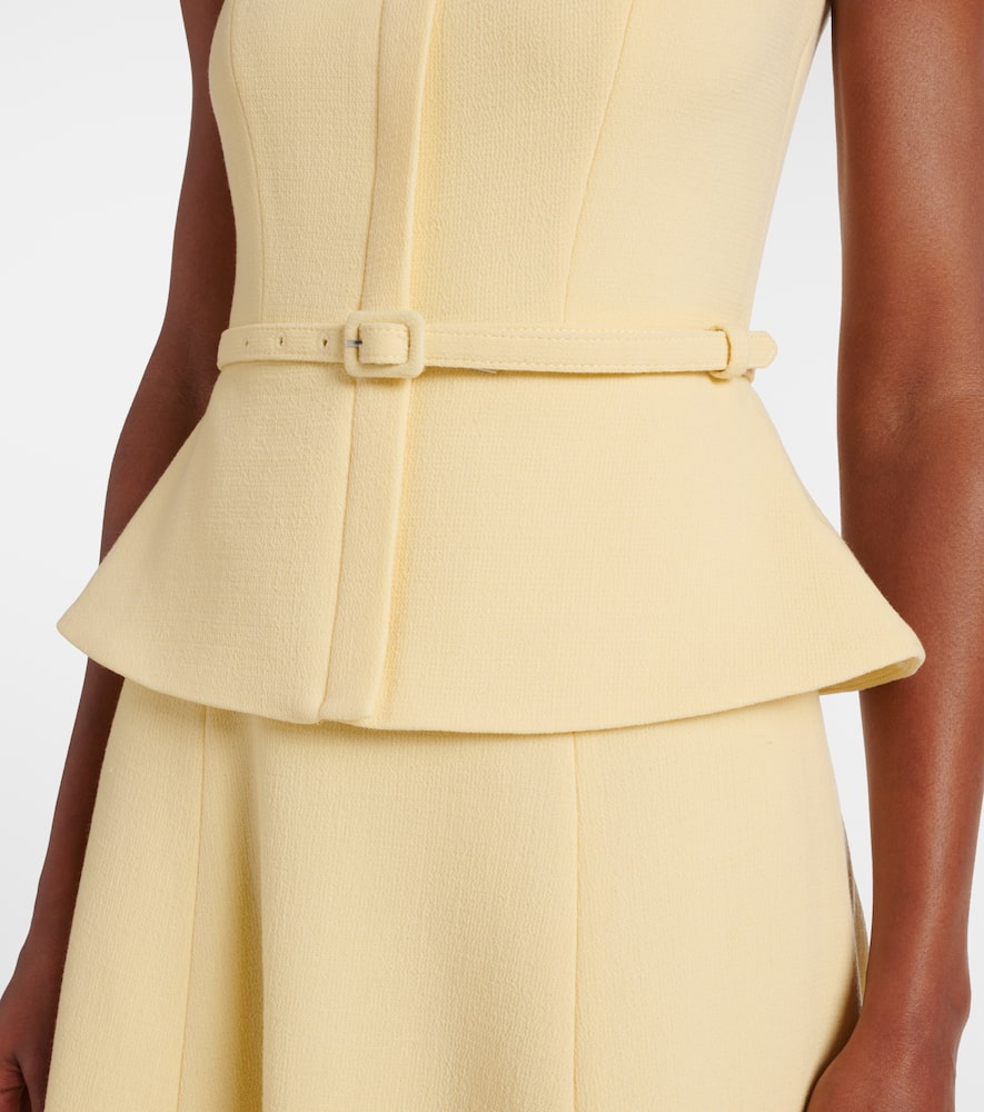 Peplum wool crêpe midi dress