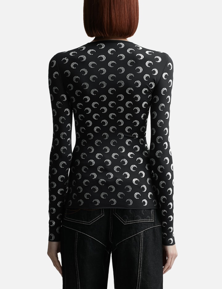 Recycled Moon Strass Jersey Second Skin Crewneck Top