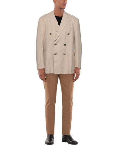 Man Blazer Beige Size 38 Cotton, Linen, Elastane