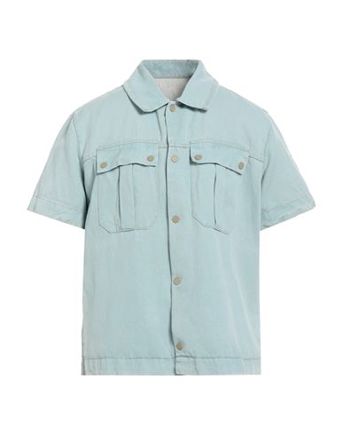 Man Shirt Sky blue Size L Cotton, Linen