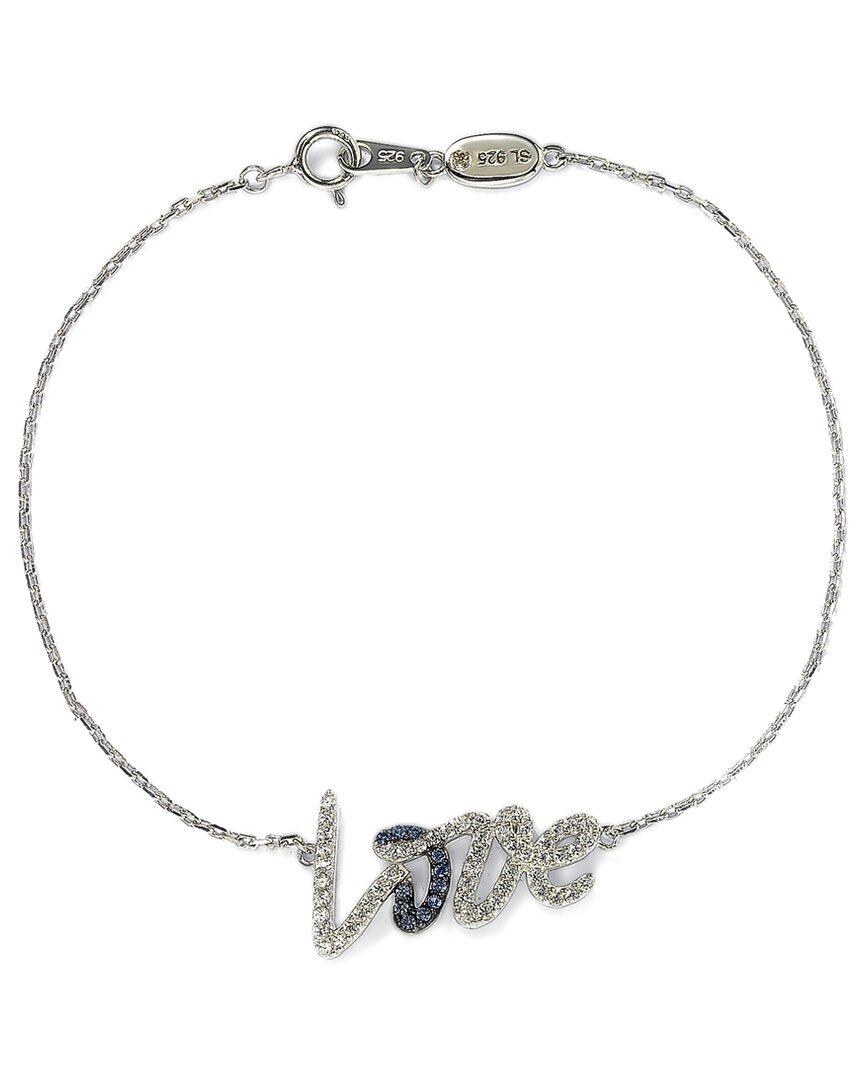 Silver 0.02 ct. tw. Diamond & Sapphire Love Bracelet