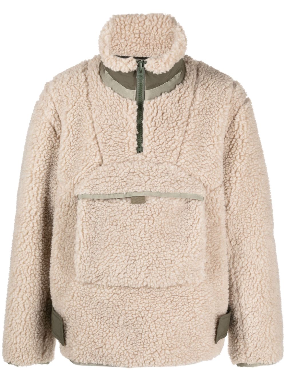 Faux-shearling zip-pocket sweatshirt - Neutrals