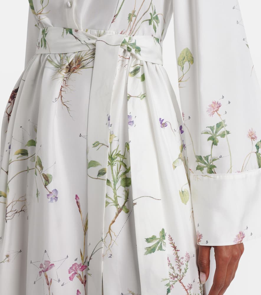 Floral printed silk midi dress