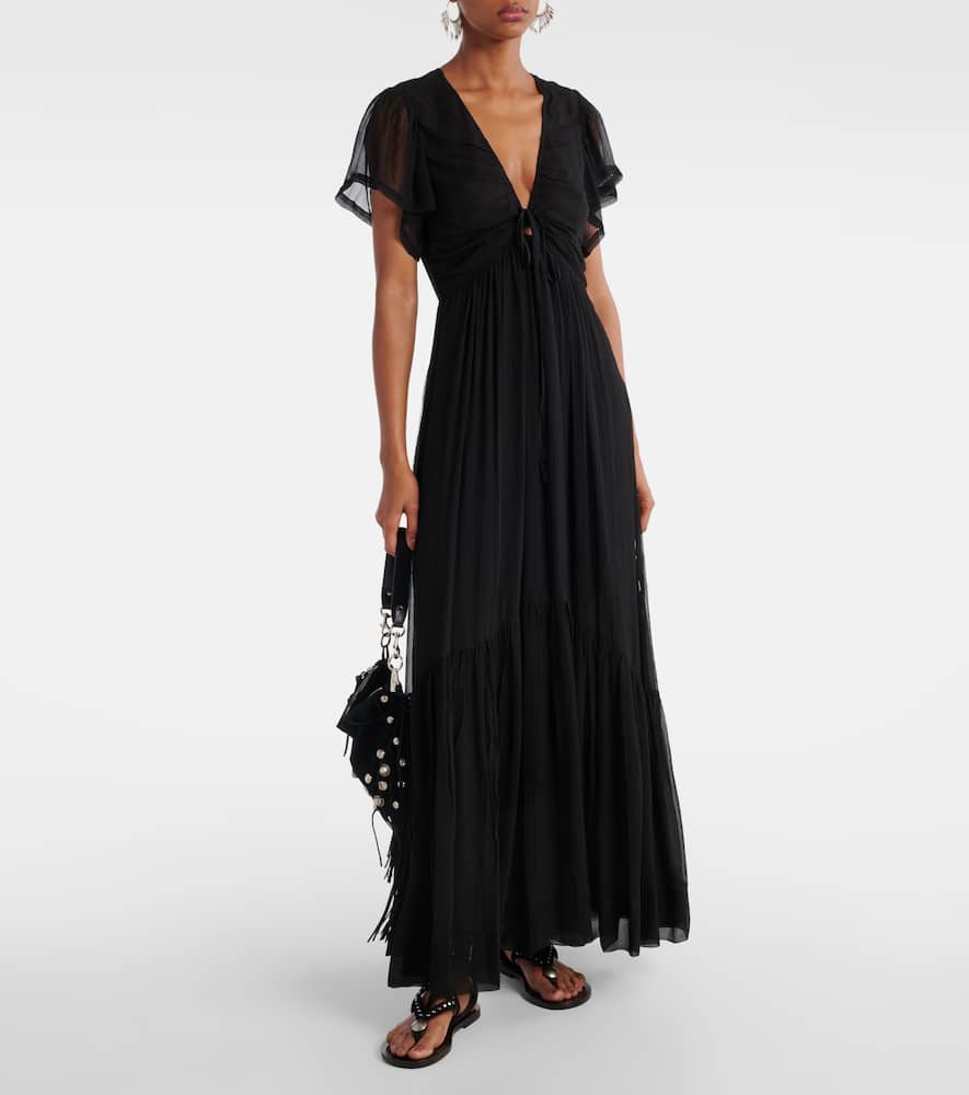 Agathe gathered silk maxi dress
