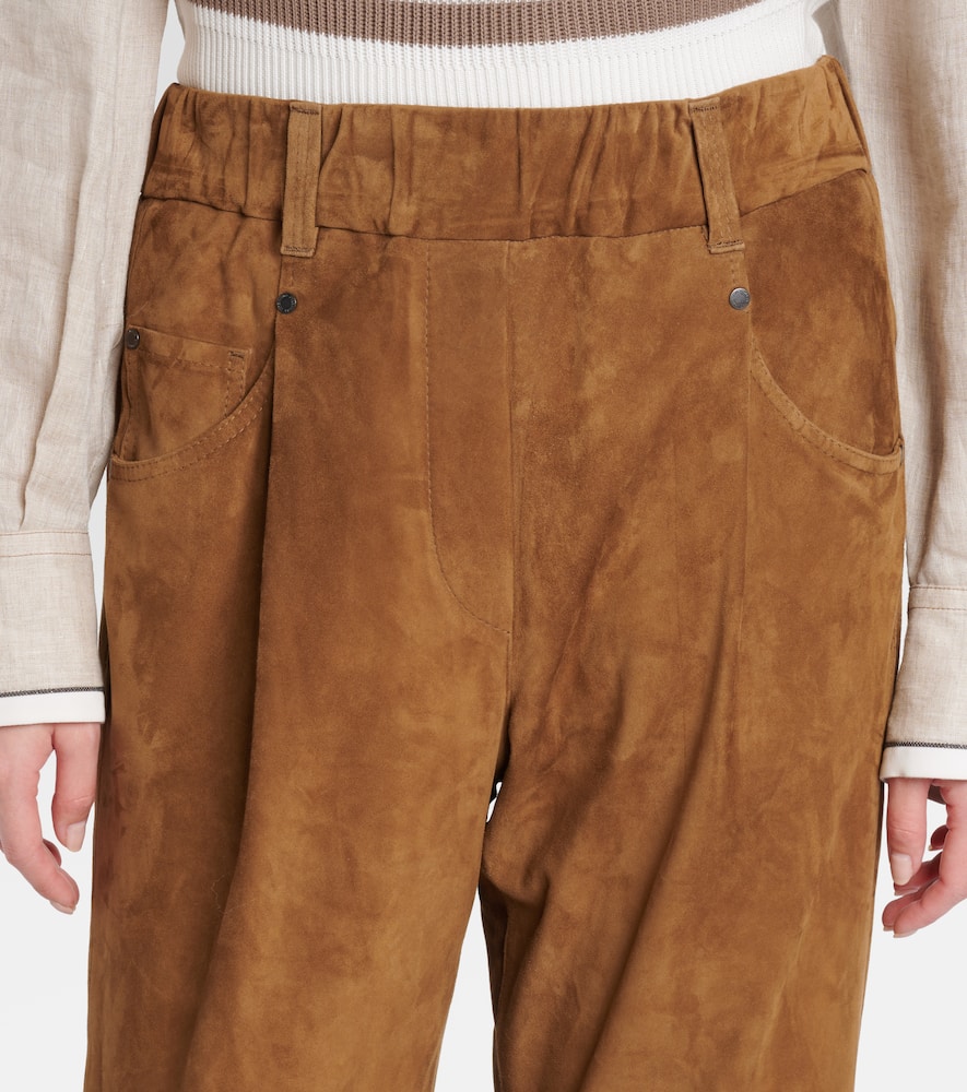Suede straight pants