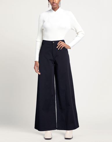 Woman Pants Midnight blue Size L Cotton, Elastane
