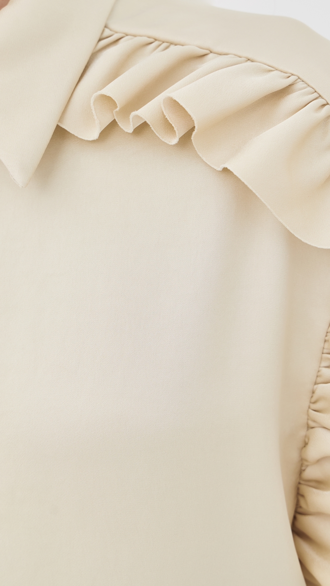 Satin Ruffled Button Down Shirt Butter