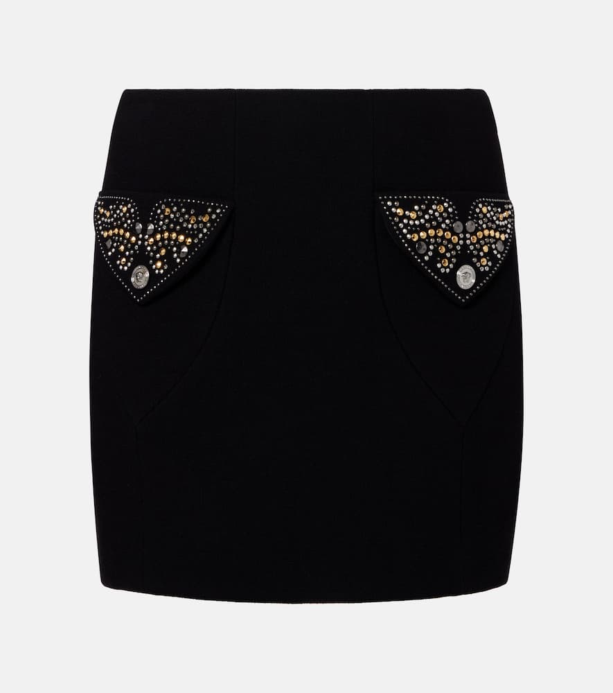 Virgin wool crêpe miniskirt