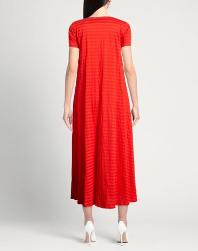 Woman Midi dress Tomato red Size M Cotton, Metallic fiber