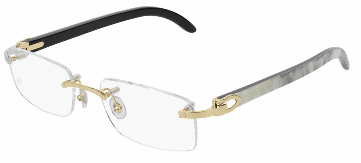CARTIER C-Decor Gold/White Buffalo Horn Unisex Eyeglasses CT0046O-001