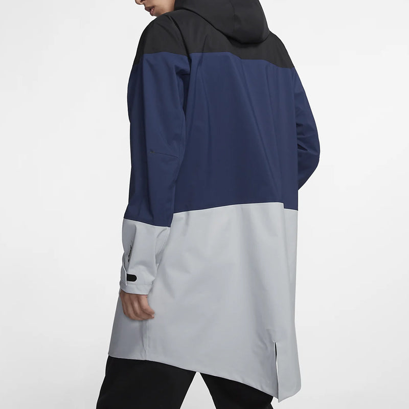 Men's Lab Colorblock Sports Hooded Windbreaker Jacket Multicolor 'Black Navy Grey'