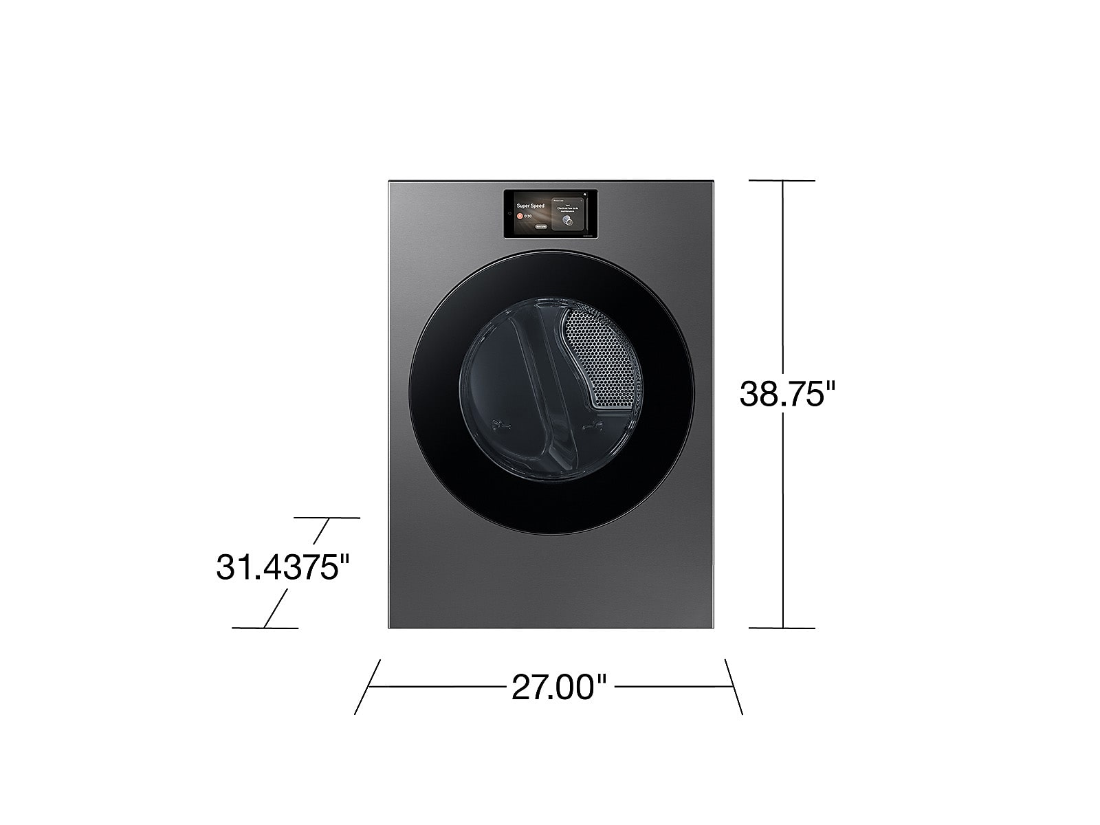 7.6 cu. ft. Bespoke AI Ultra Capacity Front Load Electric Dryer with AI Home and AI OptiDry+ in Dark Steel(DV90F53AESA3)