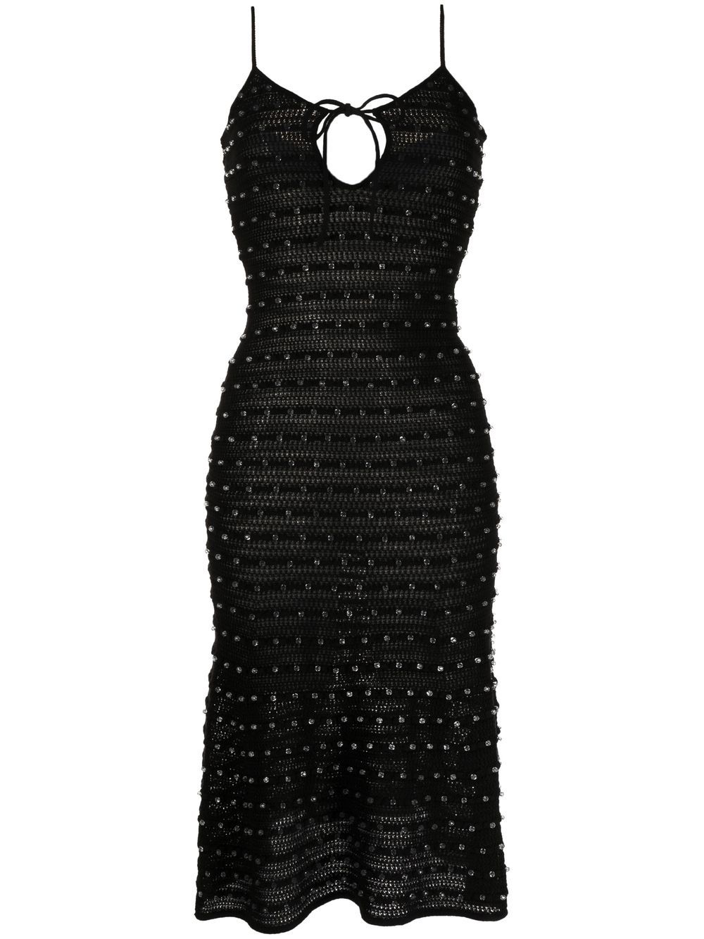 Bead-embellished knitted midi-dress - Black