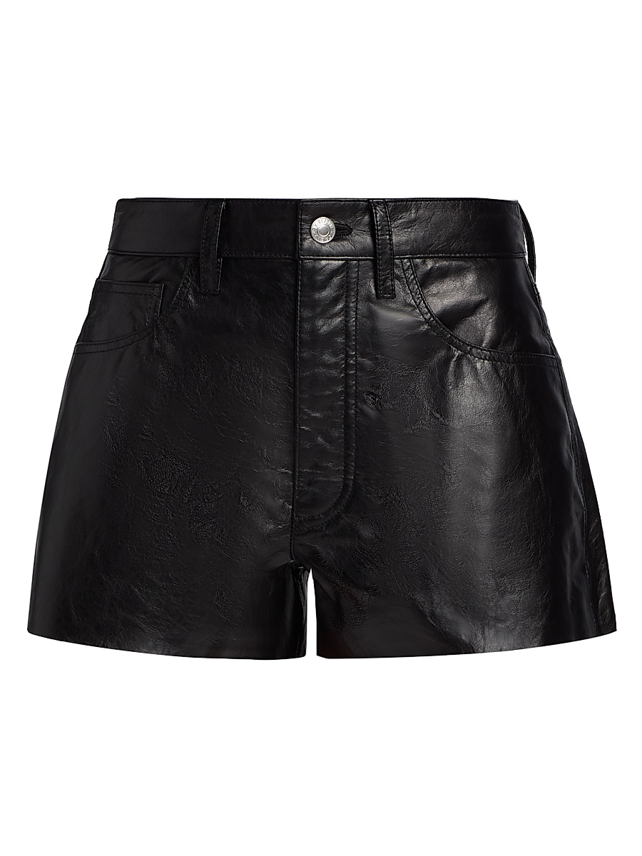 Women's Leather A-Frame Shorts - Black