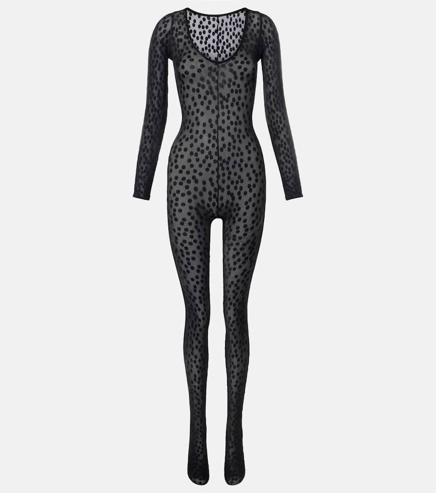 Sweet Dots polka-dot sheer catsuit