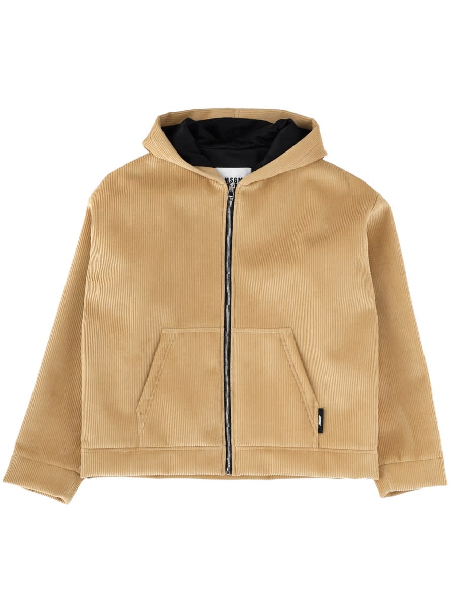 MSGM - hooded jacket with kangaroo pocket and ribbed cuff