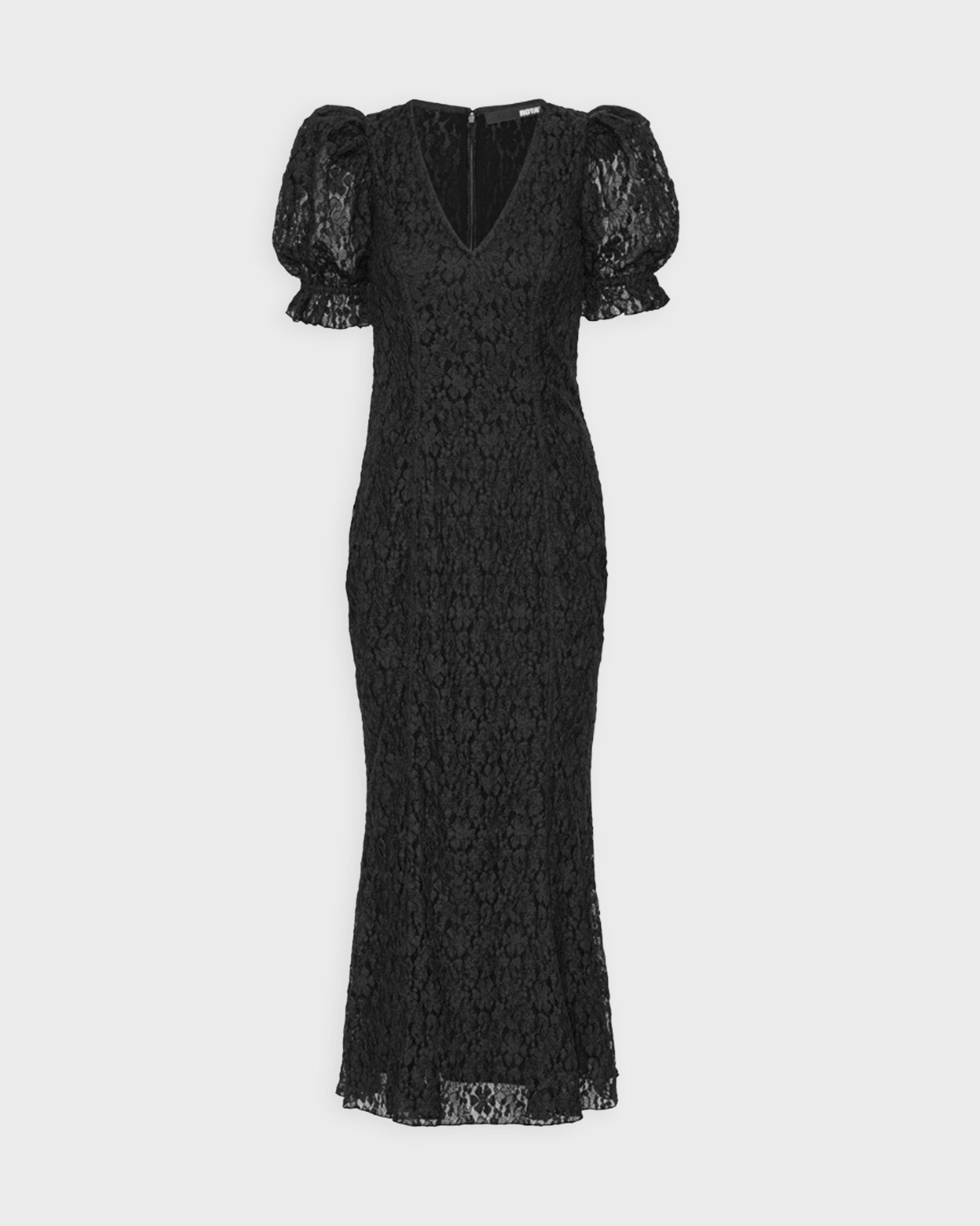 Rotate Dress Lace Puff Sleeve Black