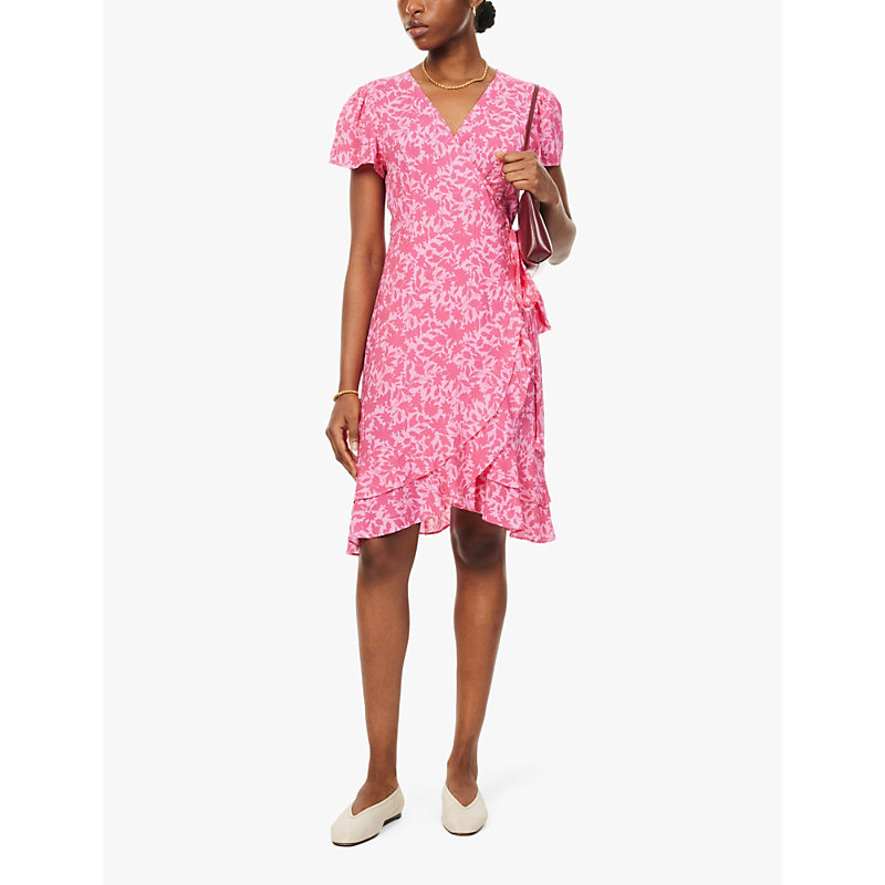 Womens Mono Pink/pink Chelsea Wrap-around Woven Mini Dress 