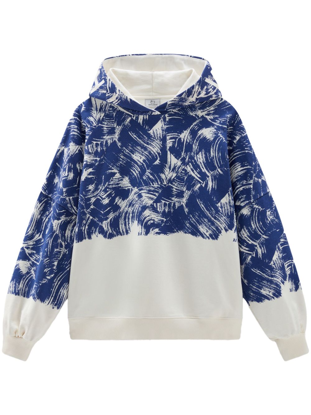 Paint-print cotton hoodie - Blue