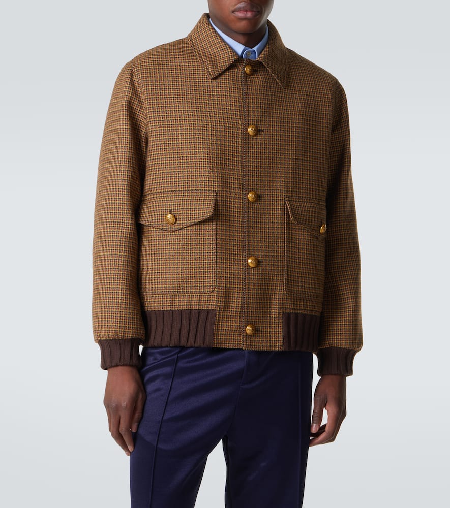 Houndstooth virgin wool bomber jacket