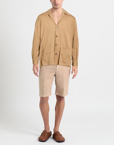 Man Shirt Camel Size L Cotton, Elastane