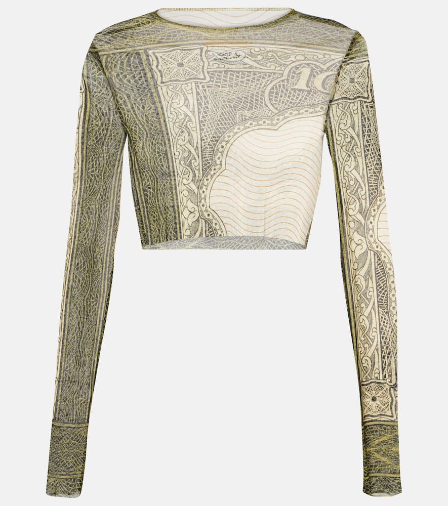 Printed mesh crop top