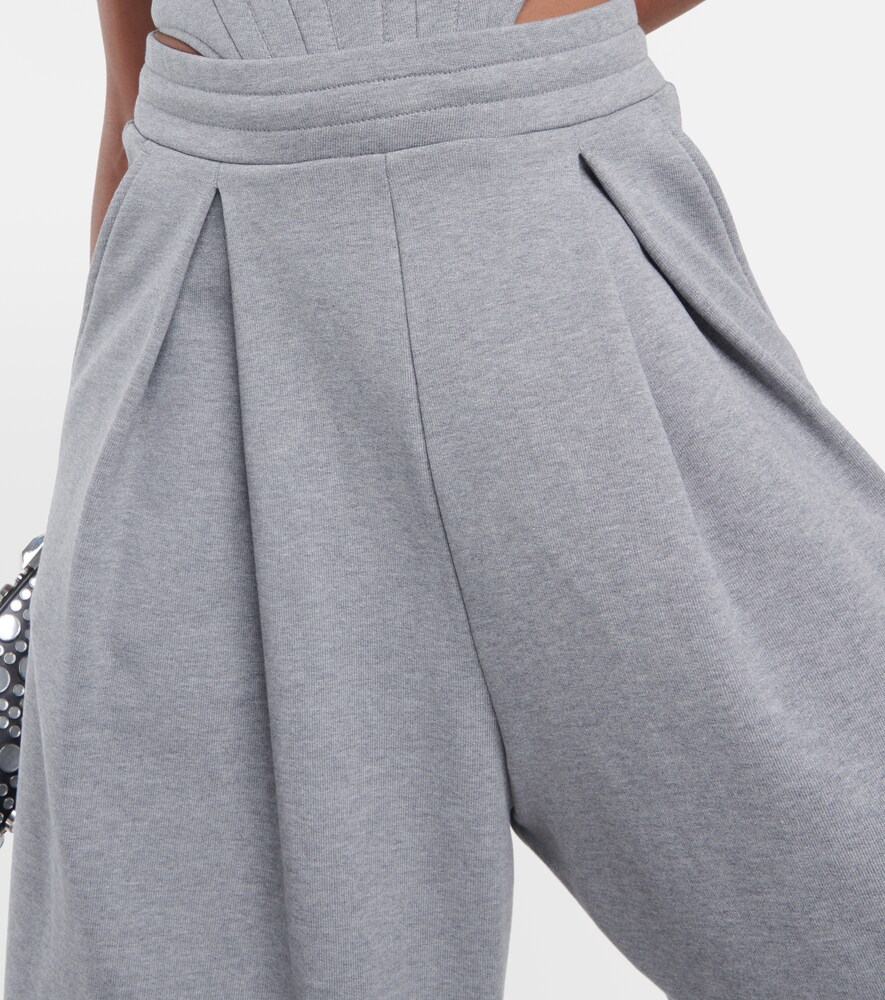 Wide-leg cotton jersey sweatpants
