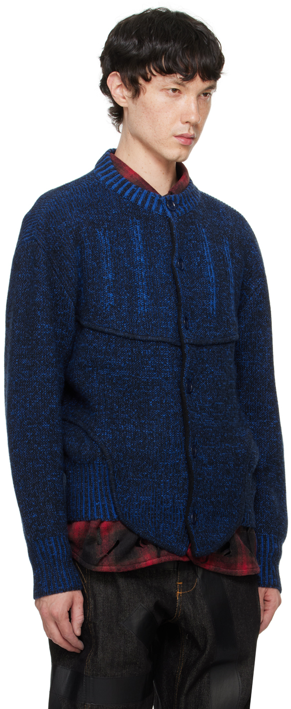 Juntae Kim Black & Blue Two-Tone Corset Cardigan