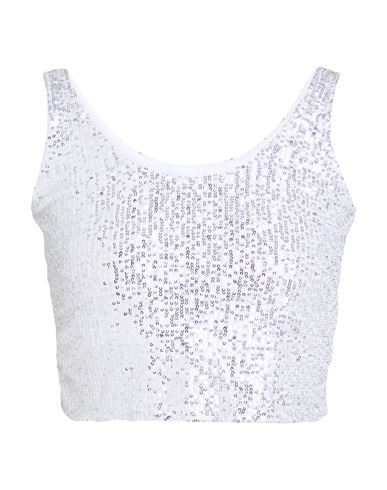 Woman Top Silver Size 2 Polyester, Elastane