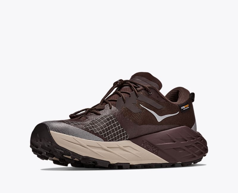 HOKA Men's Speedgoat 7 GTX Shoes in Spiced Chocolate/River Rock Grey