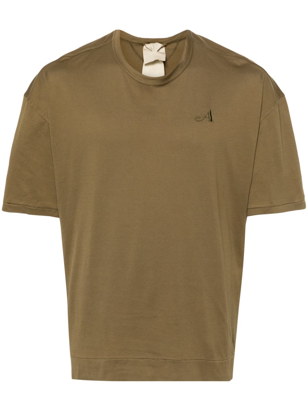 Logo-embroidered cotton T-shirt - Brown