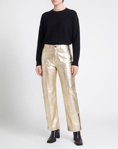 Woman Pants Gold Size S Polyester, Elastane