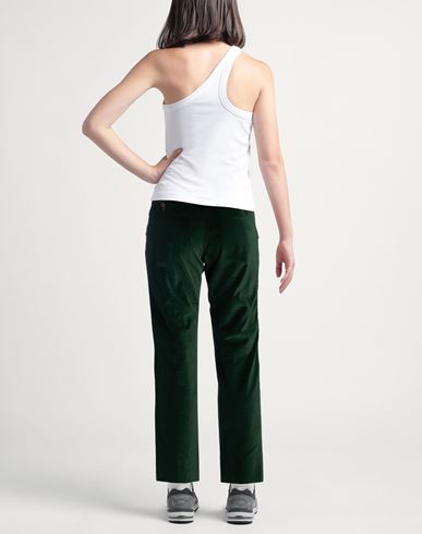 Woman Pants Dark green Size 12 Cotton