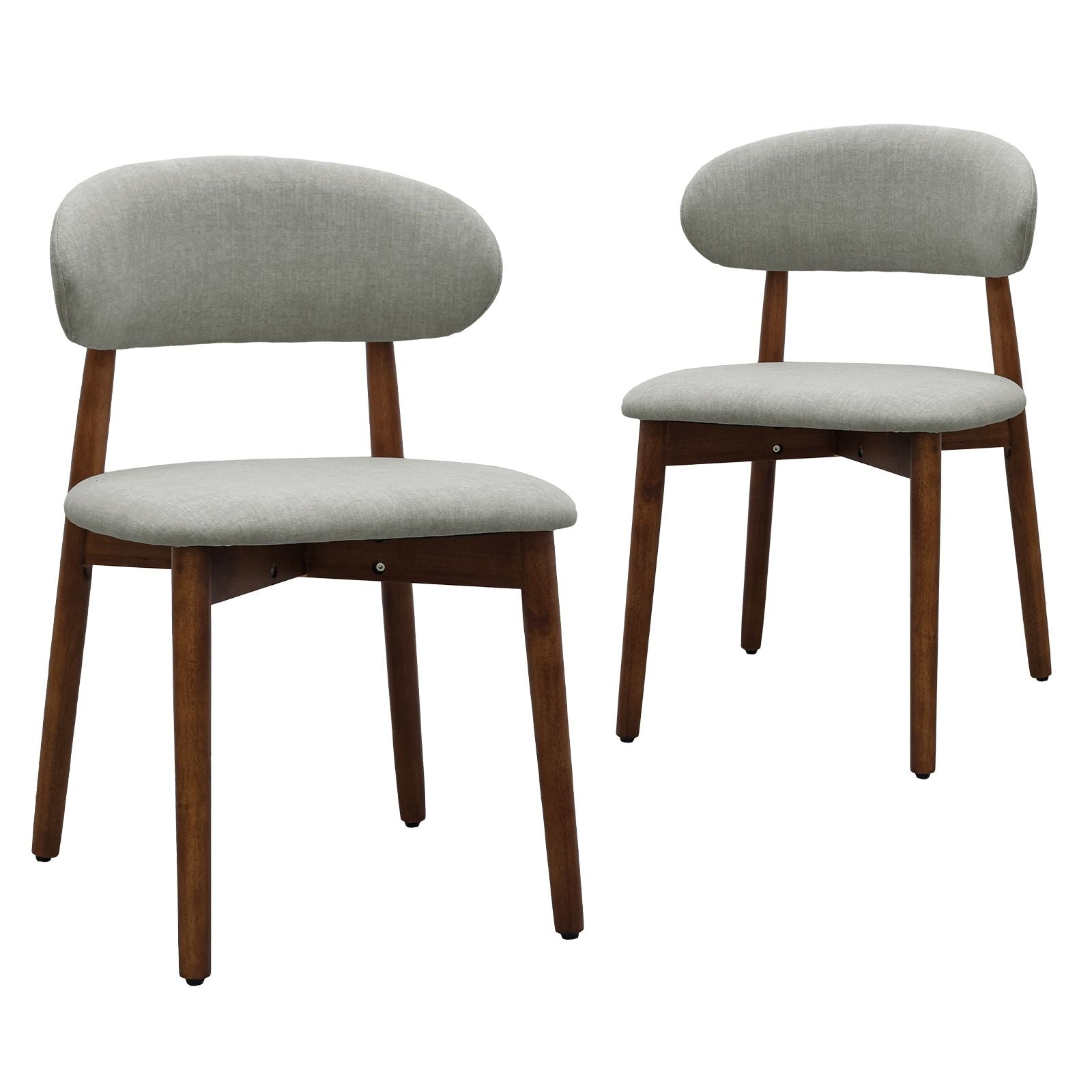 Green Flannelette Upholstered Dining Chair with Walnut Solid Wood Legs, Armless Chair Set of 2 for Kitchen, Restaurant, Living, Meeting Room