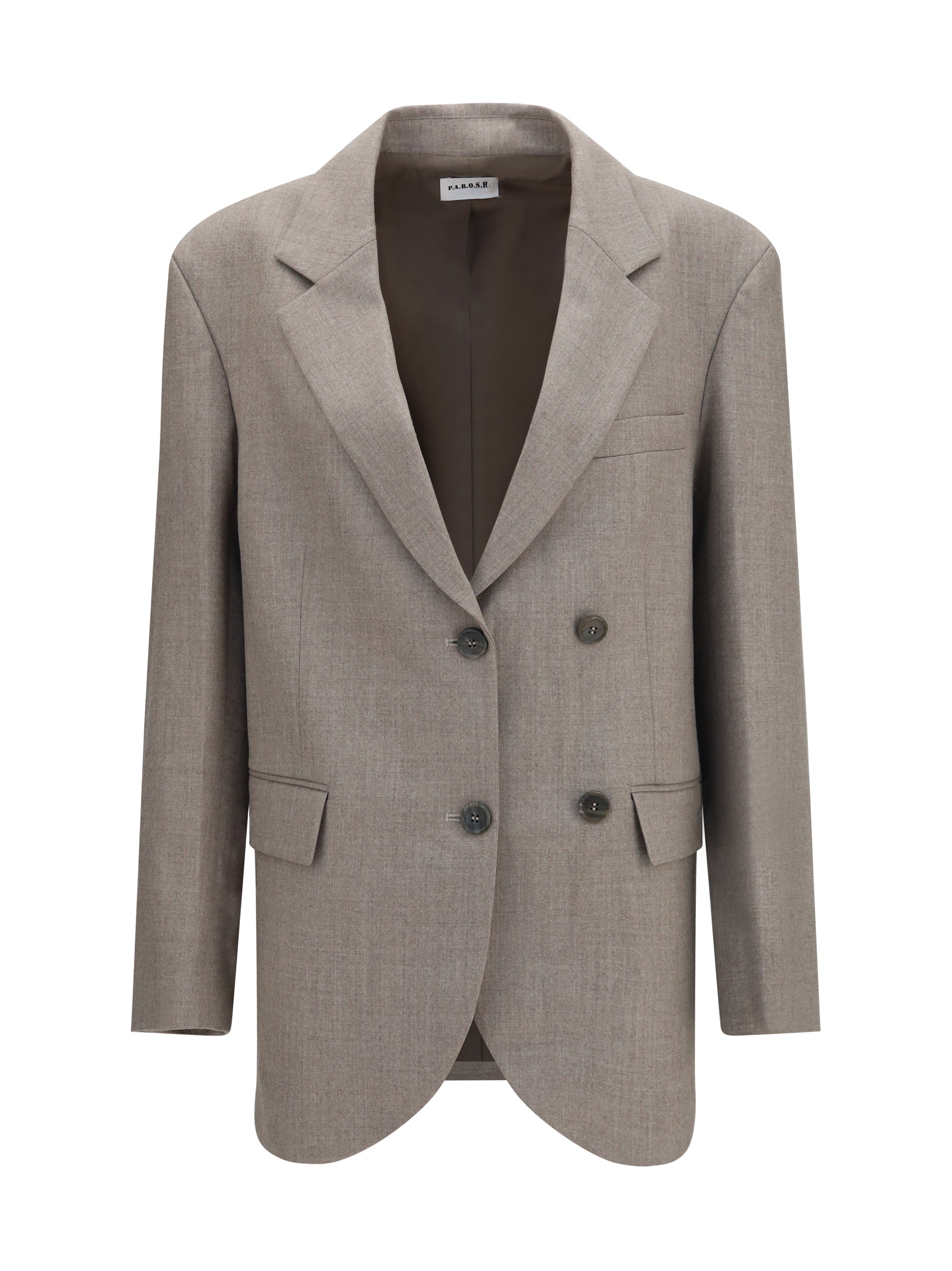 Virgin Wool Double-Breasted Blazer — Gray