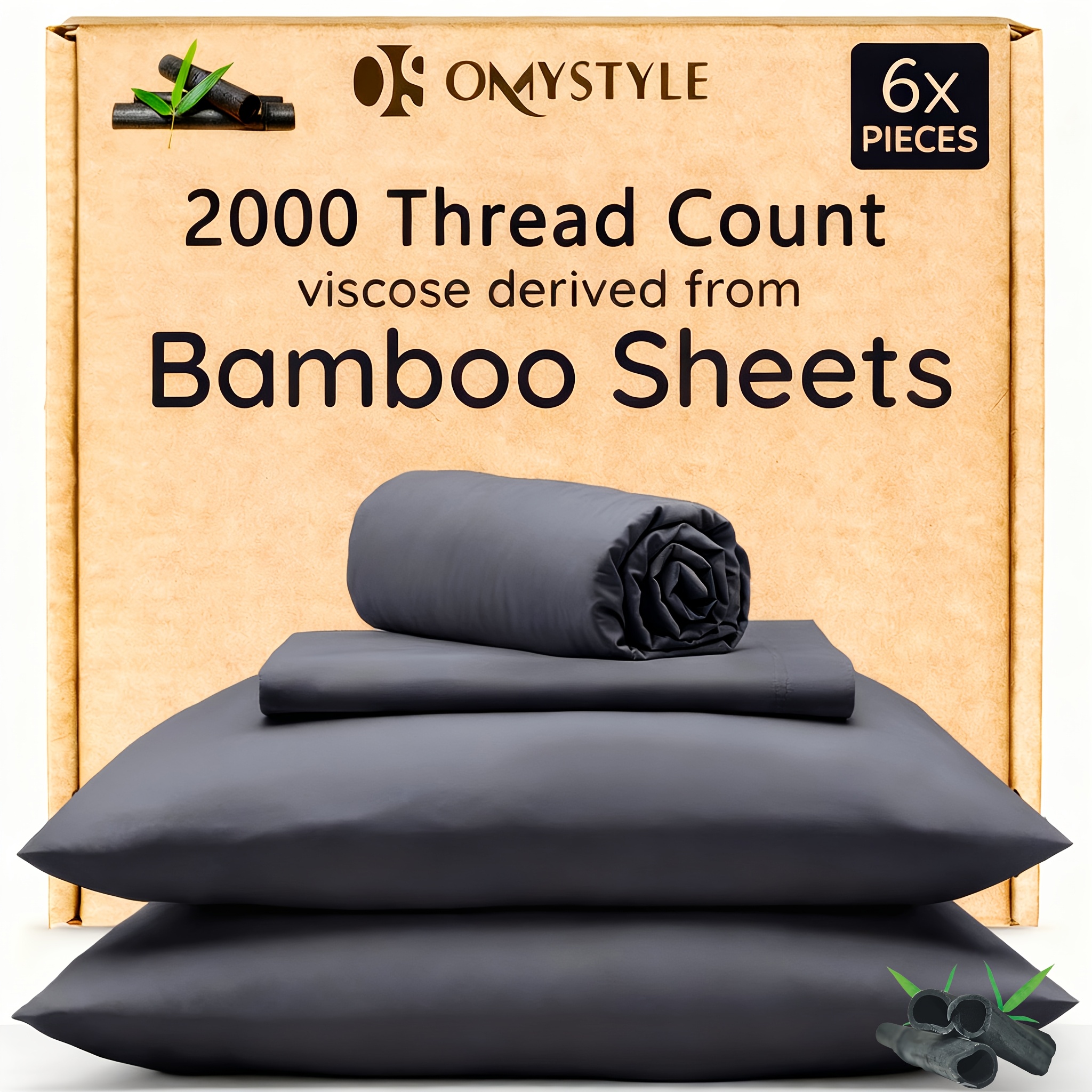 TEMU 4pcs/6pcs Bamboo Cooling Bedding Set - Breathable And Y - Fit For Hot Sleepers And Sweats, Pillowcases, Flat Sheet And Fitted Sheet - A Perfect