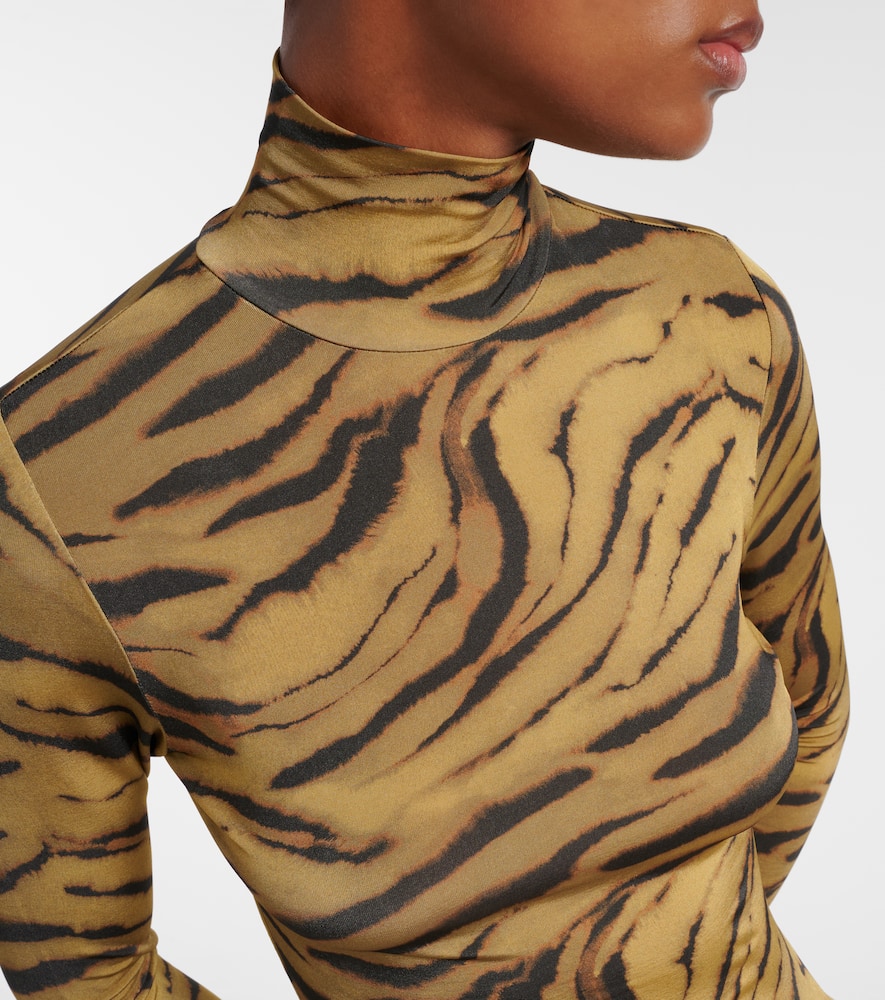 Tiger-print jersey top