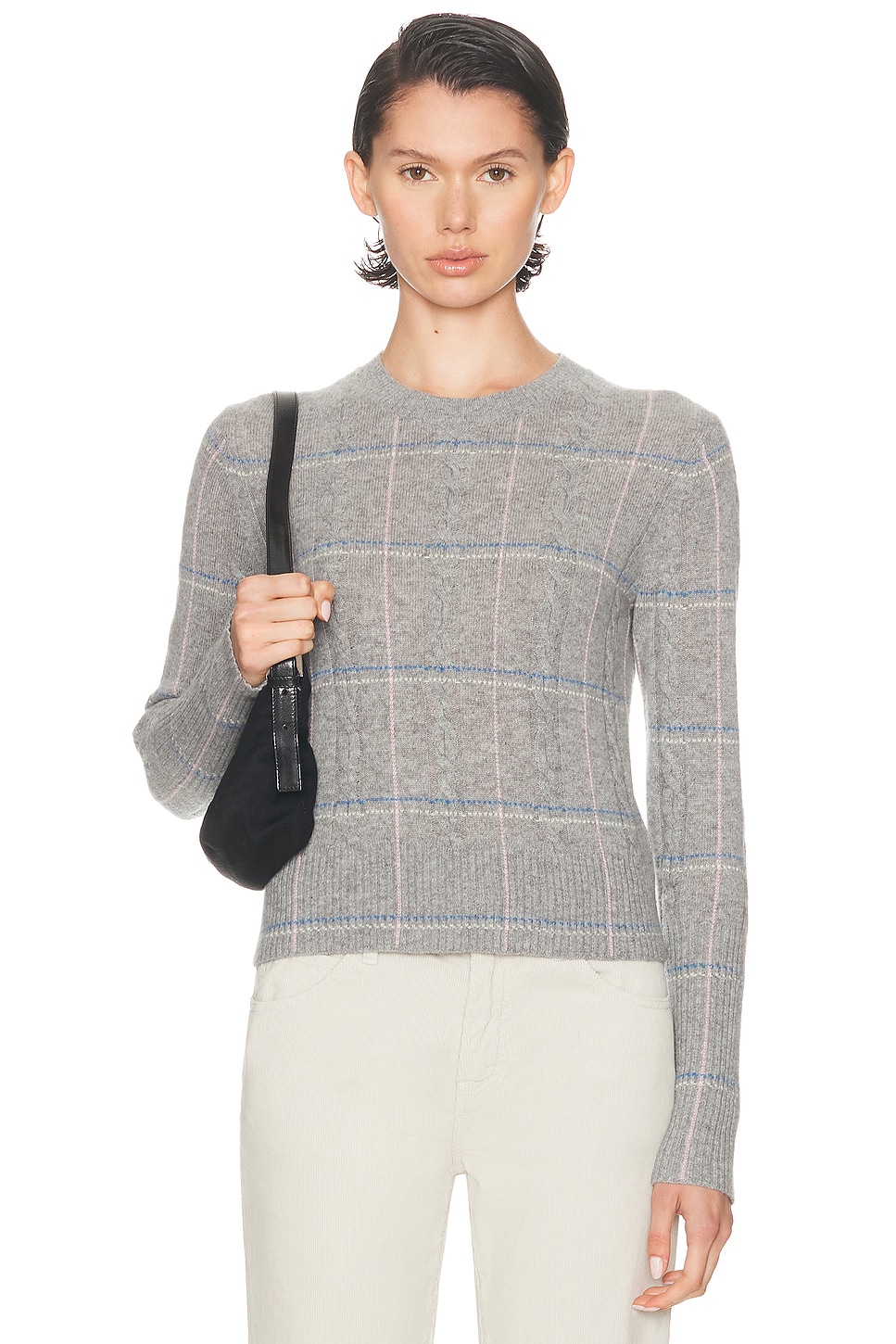 Guest In Residence Shrunken Check Crewneck Sweater in Heather Grey Combo - Grey. S also in