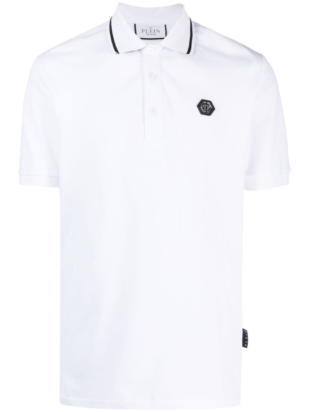 Skull-print cotton polo shirt - White
