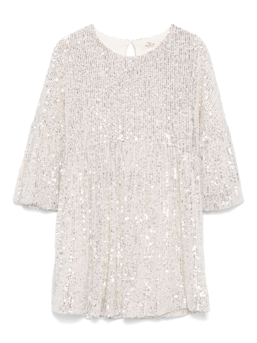 Sequined puff-sleeve dress - Neutrals