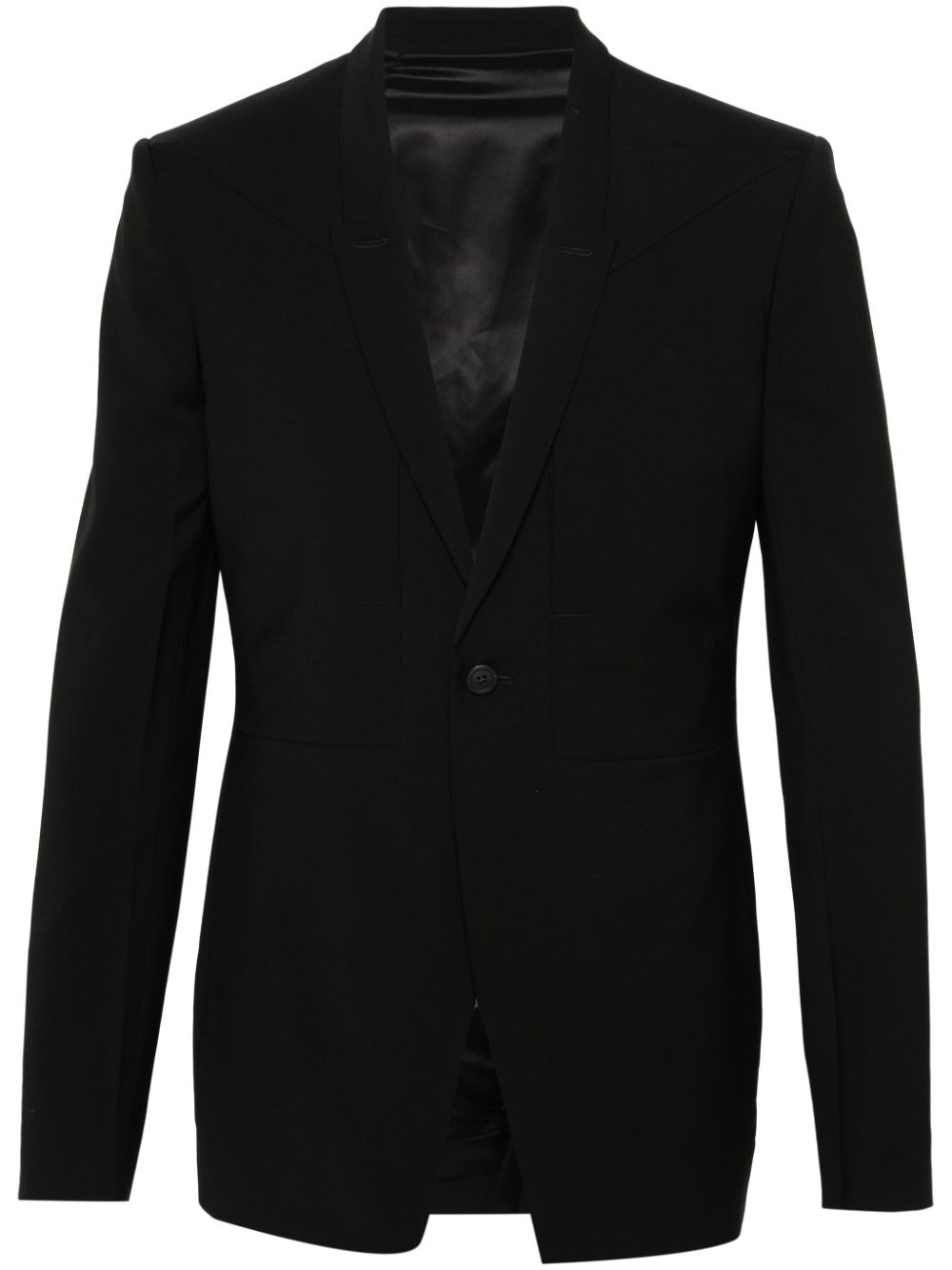 Single-breasted virgin wool blazer - Black