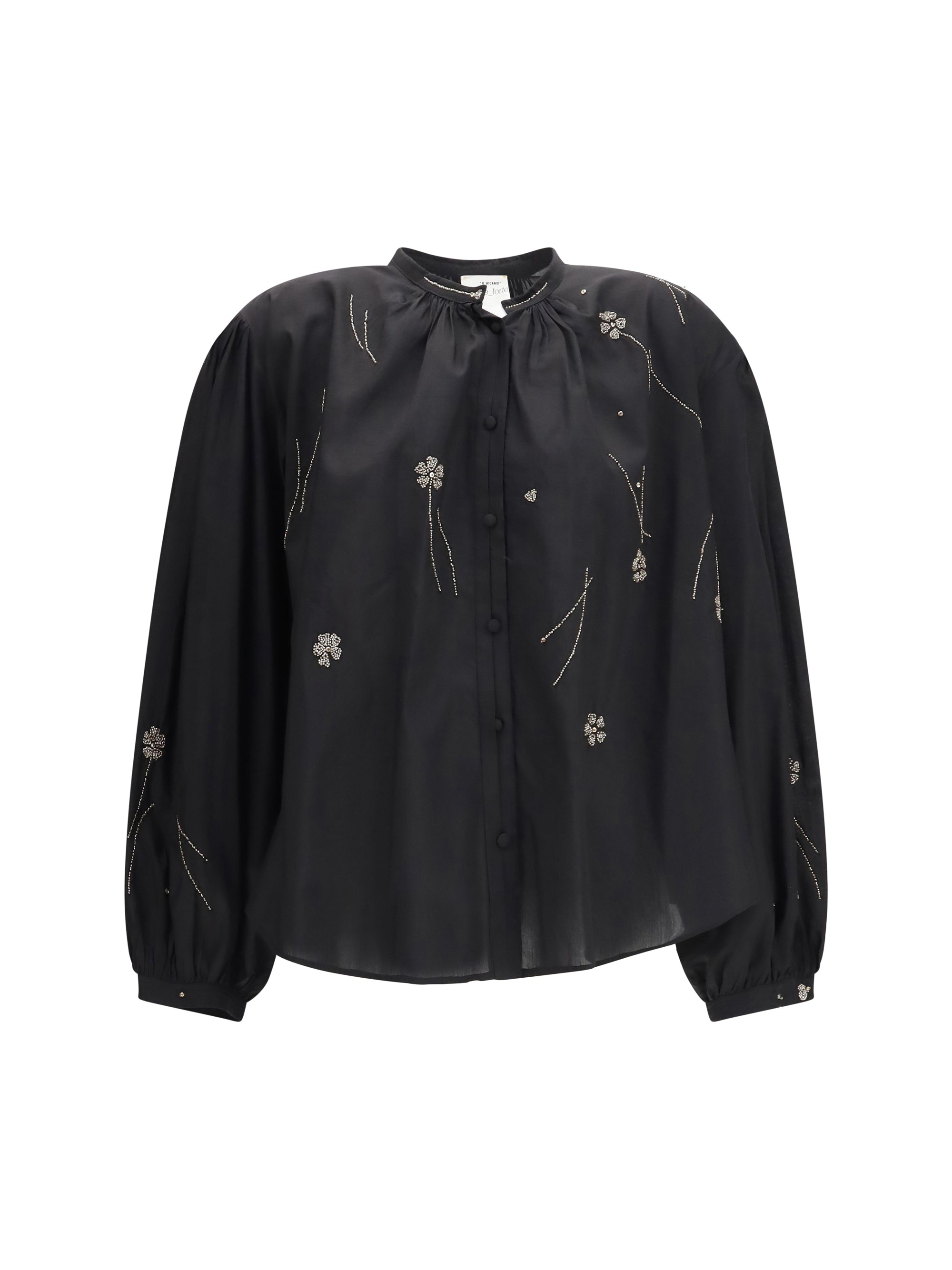 Embroidered Voile Shirt — Black
