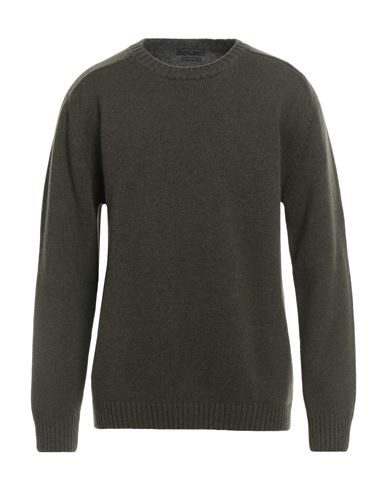 Man Sweater Military green Size XXL Merino Wool