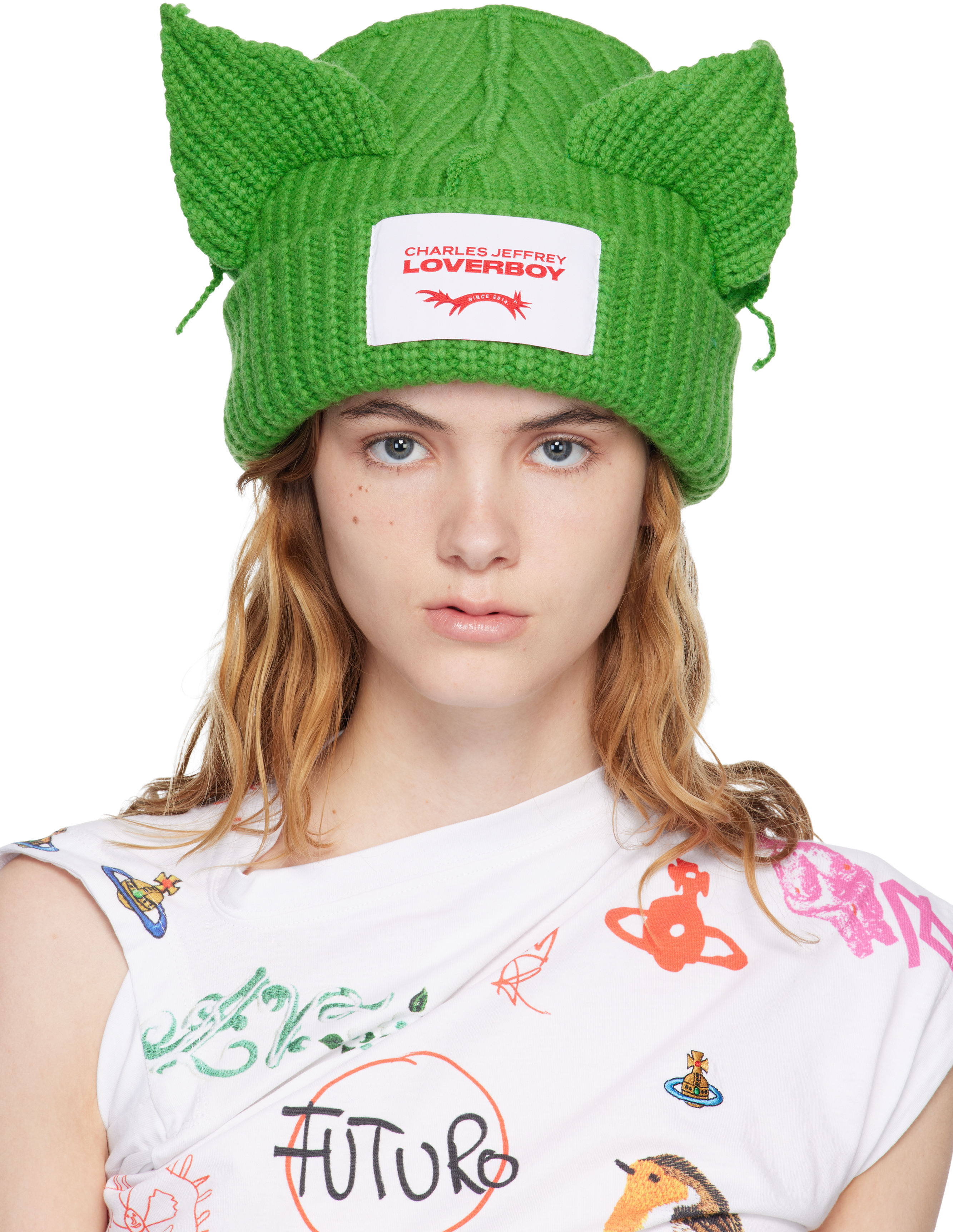 Green Chunky Ears Beanie
